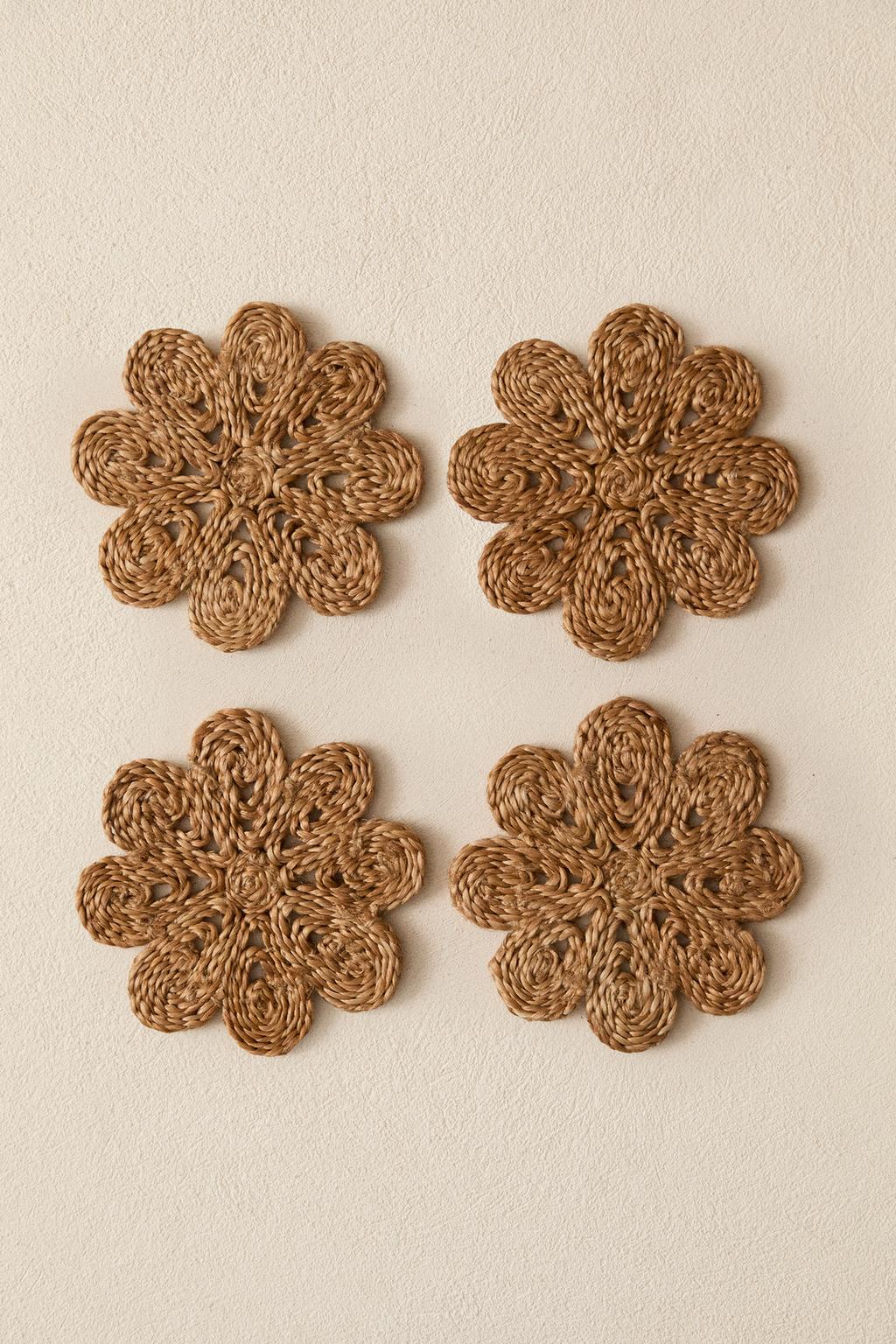 Набор бокалов из рафии в форме цветов (набор из 4 штук)