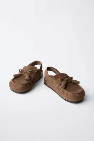 Кожаные сабо с кисточками- Заказать в России