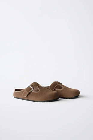 Кожаные сабо с декоративной прострочкой- Заказать в России