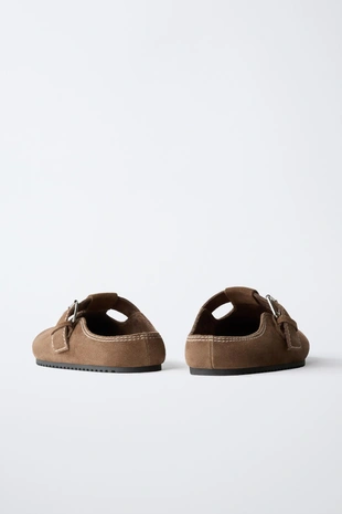 Кожаные сабо с декоративной прострочкой- Заказать в России