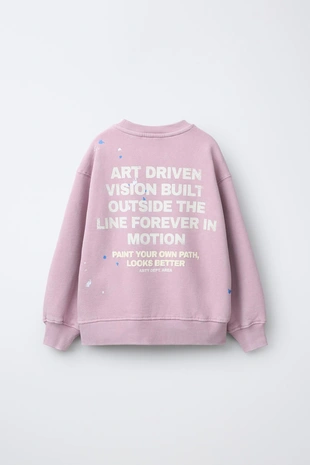 Толстовка из ткани с эффектом потертости с надписью- Заказать в России