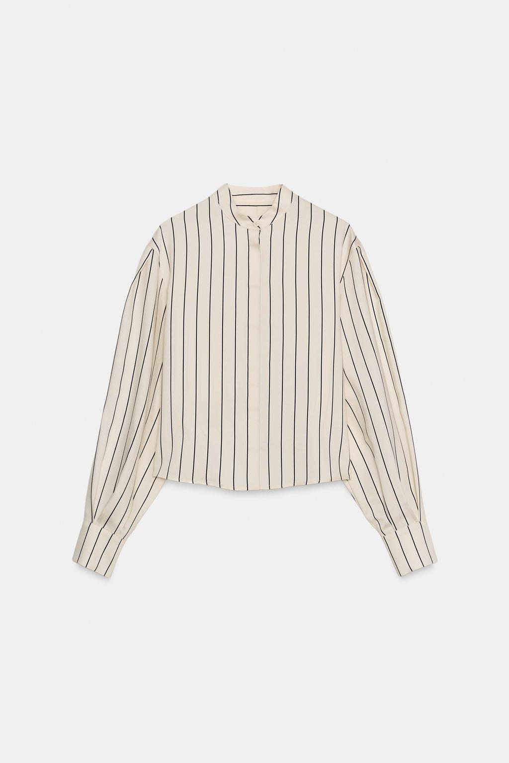 РУБАШКА В ПОЛОСКУ С ОБЪЕМНЫМИ РУКАВАМИ — ZW COLLECTION