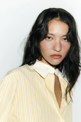 Рубашка оверсайз в полоску с рукавом летучая мышь- Заказать в России