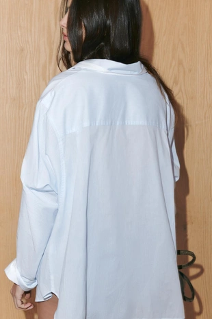 Рубашка OVERSIZE в полоску с рукавами «летучая мышь»