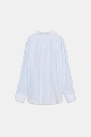 Рубашка OVERSIZE в полоску с рукавами «летучая мышь»- Заказать в России