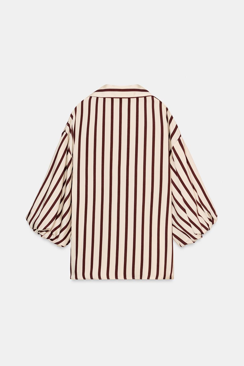 РУБАШКА В ПОЛОСКУ С ОБЪЕМНЫМИ РУКАВАМИ