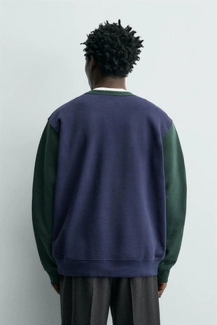 Толстовка с круглым вырезом в стиле колор-блок- Заказать в России