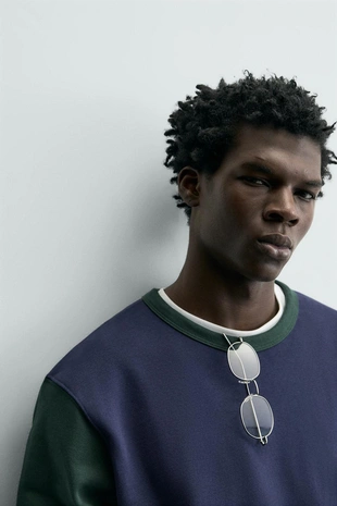 Толстовка с круглым вырезом в стиле колор-блок- Заказать в России