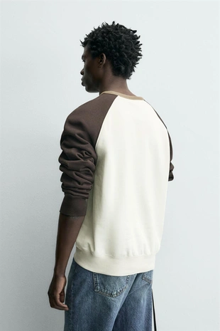 Толстовка с контрастными вставками и круглым вырезом- Заказать в России