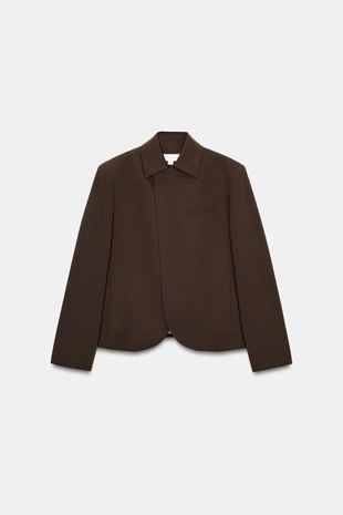 Двубортный блейзер с воротником с лацканами- Заказать в России