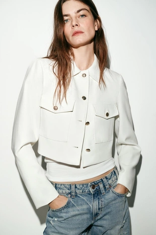 Укороченный блейзер с карманами- Заказать в России