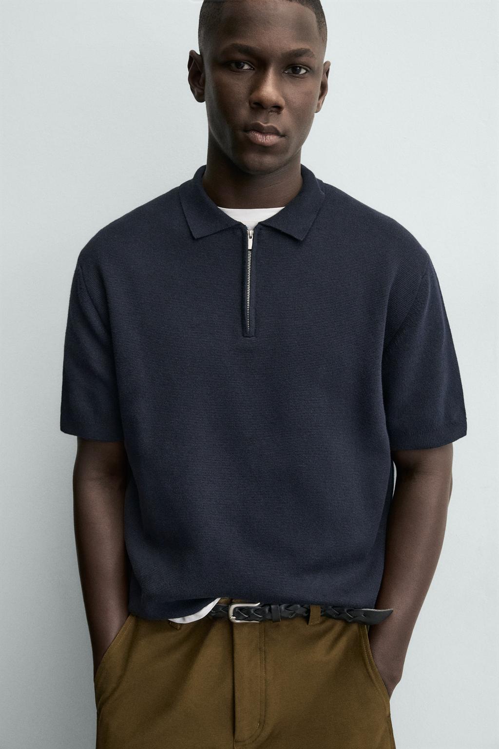 ПОЛО ИЗ ТРИКОТАЖНОГО ПОЛОТНА С МОЛНИЕЙ