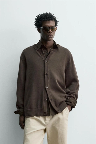 Кардиган классического кроя из хлопка- Заказать в России