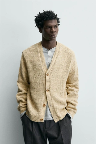 Кардиган с рельефным узором из нити торзал- Заказать в России