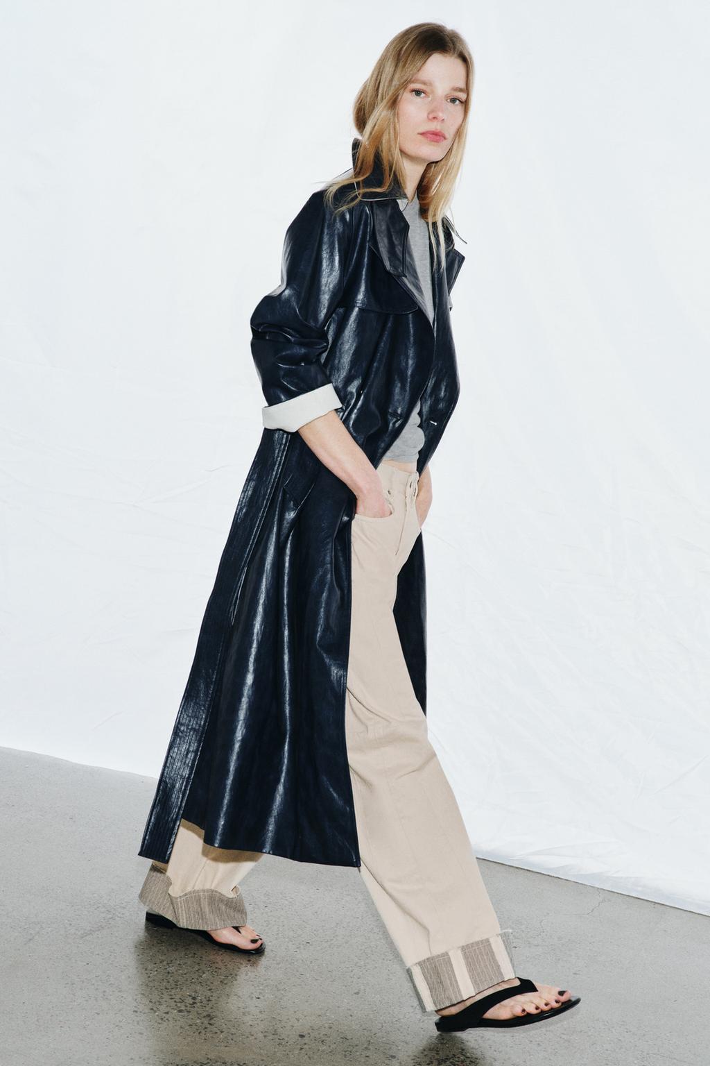 キ*キ様 イエナ　　ギャザーBZ Zara Тренч оверсайз из искусственной кожи — коллекция zara «zw