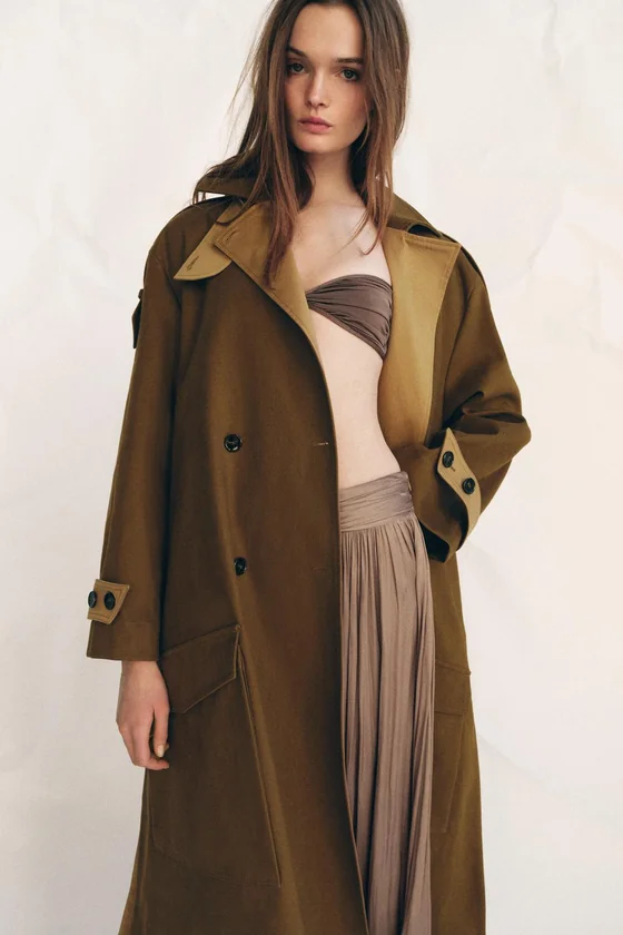 ДЛИННЫЙ КОМБИНИРОВАННЫЙ ТРЕНЧ — коллекция Zara «ZW»