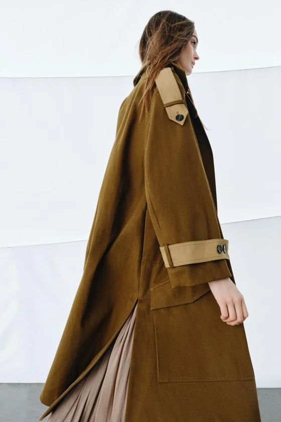ДЛИННЫЙ КОМБИНИРОВАННЫЙ ТРЕНЧ — коллекция Zara «ZW»