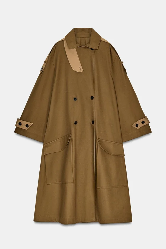 ДЛИННЫЙ КОМБИНИРОВАННЫЙ ТРЕНЧ — коллекция Zara «ZW»