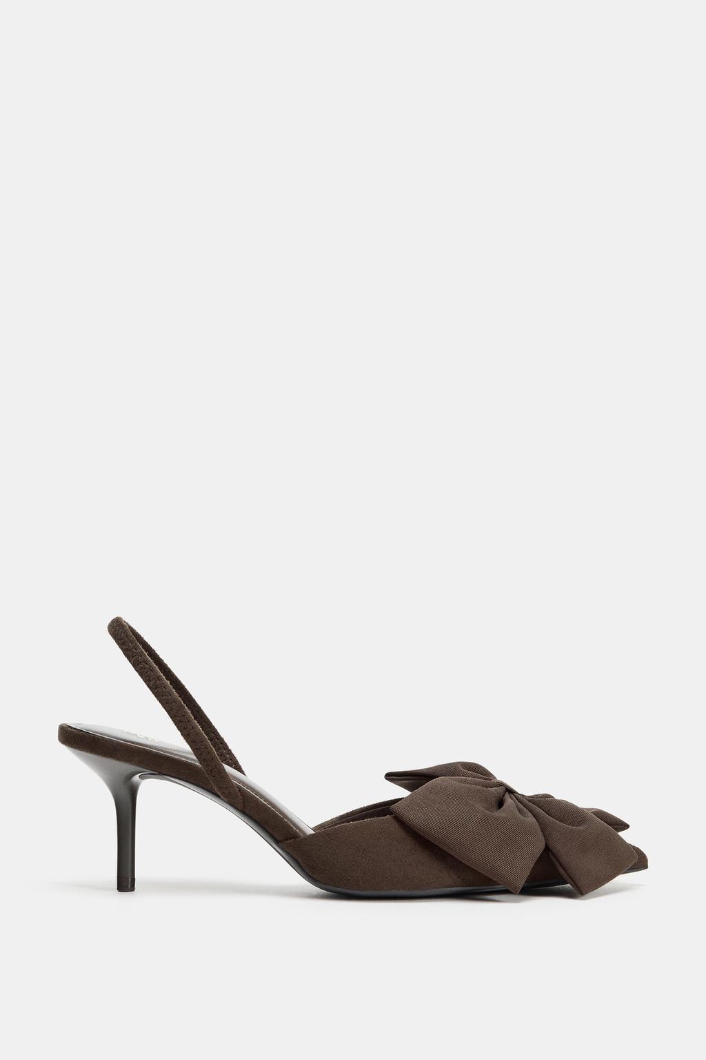 ТУФЛИ НА КАБЛУКЕ С ДЕКОРАТИВНЫМ БАНТОМ