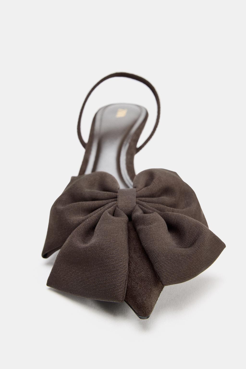 ТУФЛИ НА КАБЛУКЕ С ДЕКОРАТИВНЫМ БАНТОМ