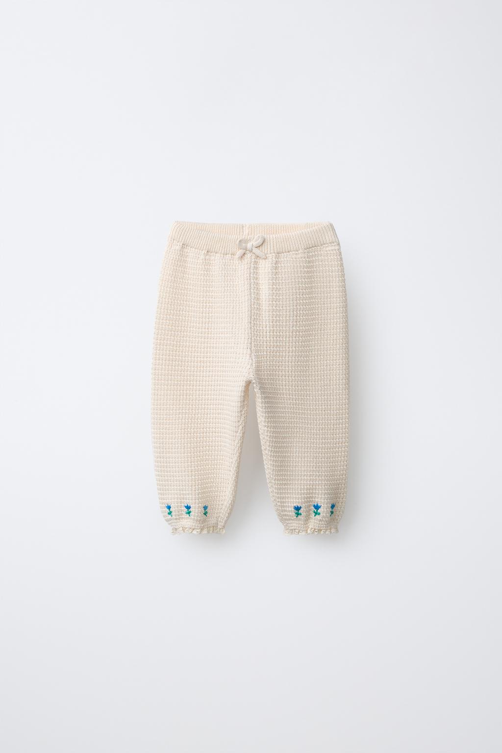 БРЮКИ С ВЫШИТЫМИ ЦВЕТАМИ И КРУЖЕВОМ