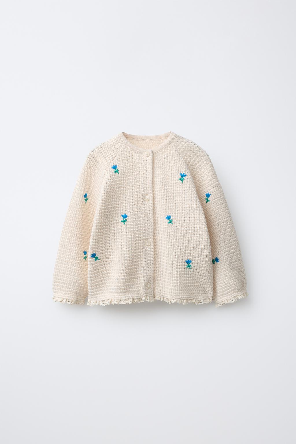 КАРДИГАН С ВЫШИВКОЙ В ВИДЕ ЦВЕТОВ И КРУЖЕВОМ