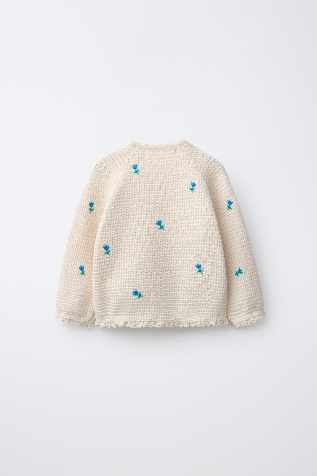 КАРДИГАН С ВЫШИВКОЙ В ВИДЕ ЦВЕТОВ И КРУЖЕВОМ