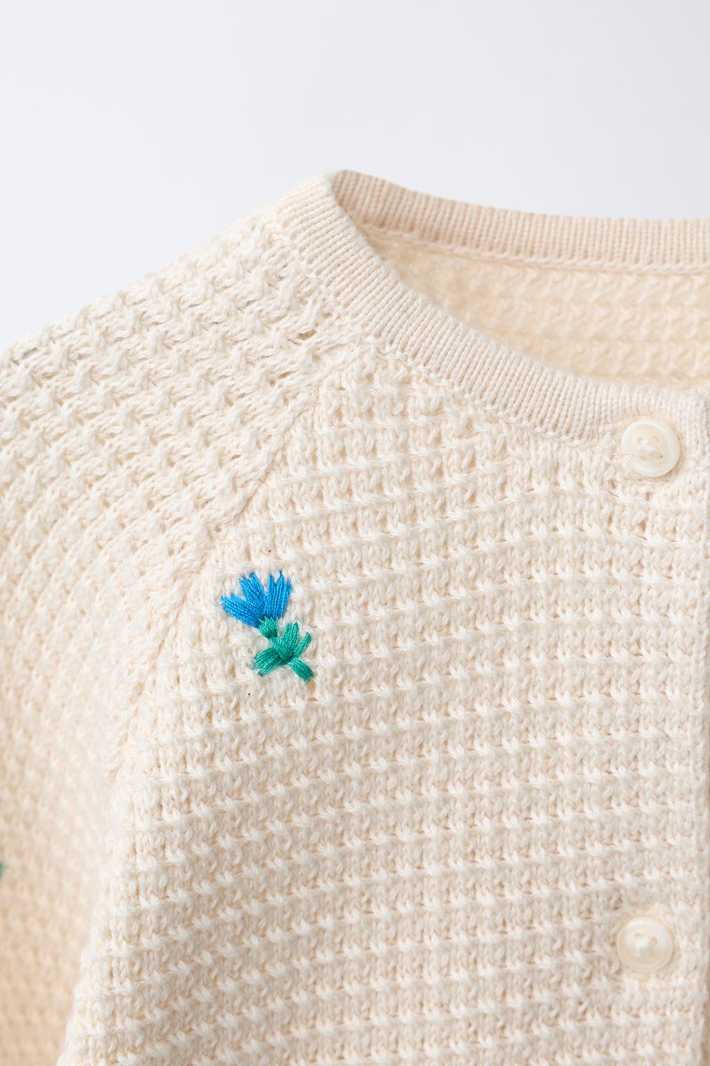 КАРДИГАН С ВЫШИВКОЙ В ВИДЕ ЦВЕТОВ И КРУЖЕВОМ