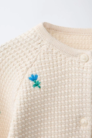 Кардиган с вышивкой в виде цветов и кружевом- Заказать в России