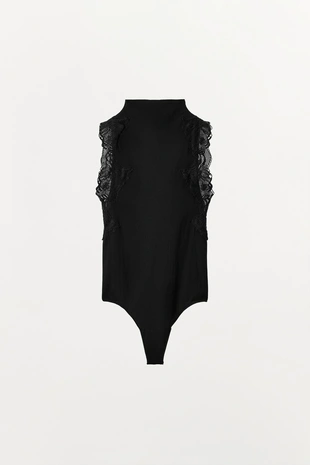 Боди из сетки с кружевом- Заказать в России