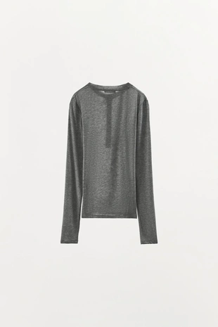 Футболка из смесового лиоцелла с воротником на кнопках- Заказать в России