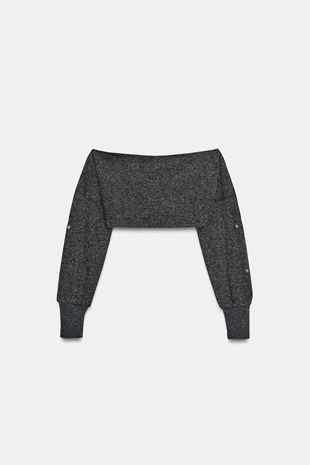 Укороченный топ из мягкой ткани с пуговицами- Заказать в России