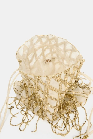 Сумка-мешок со сборками и пайетками- Заказать в России