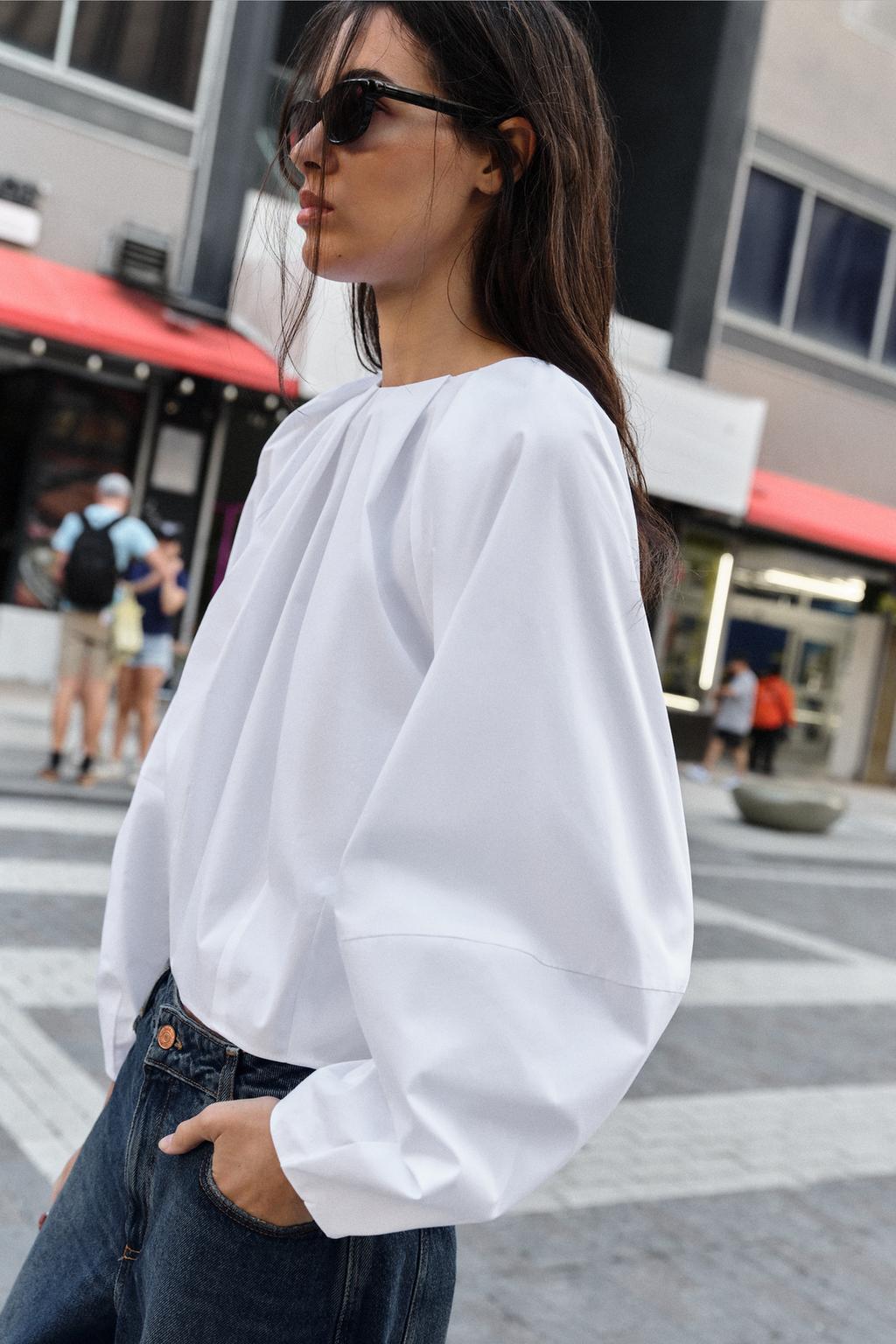 РУБАШКА ИЗ ПОПЛИНА С РУКАВАМИ-БУФАМИ