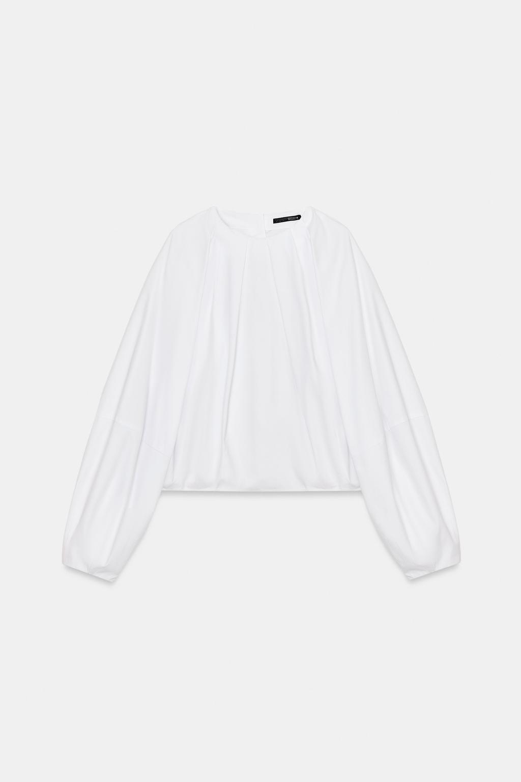 РУБАШКА ИЗ ПОПЛИНА С РУКАВАМИ-БУФАМИ