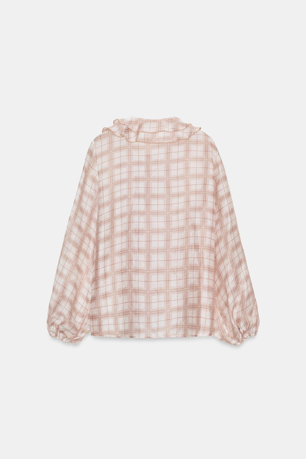 БЛУЗА В КЛЕТКУ С ВОЛАНАМИ