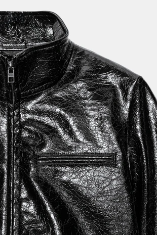 Укороченная куртка из искусственной кожи- Заказать в России