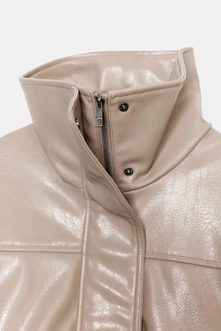 Куртка из искусственной кожи со складками- Заказать в России