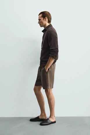 Шорты RELAXED FIT из 100% льна- Заказать в России