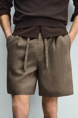 Шорты RELAXED FIT из 100% льна- Заказать в России