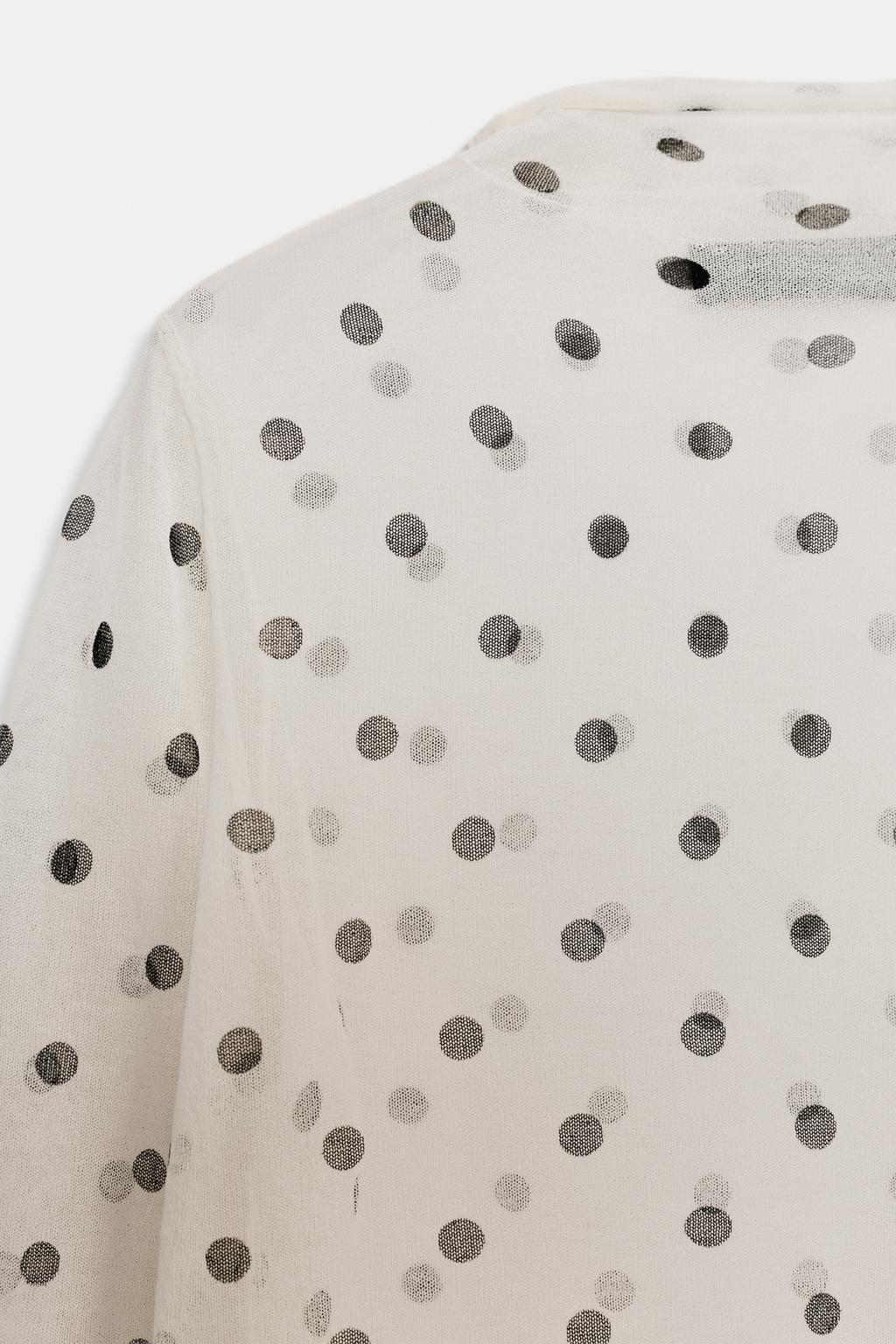 ПОЛУПРОЗРАЧНЫЙ ТРИКОТАЖНЫЙ ТОП В ГОРОШЕК