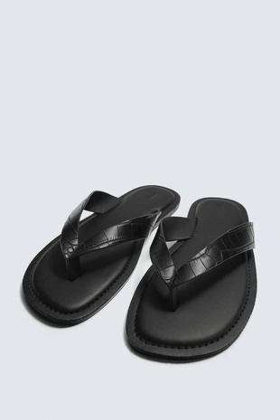 Сандалии с тиснением под кожу крокодила- Заказать в России