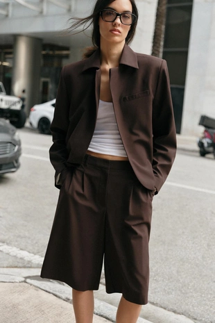 Длинные бермуды с защипами- Заказать в России