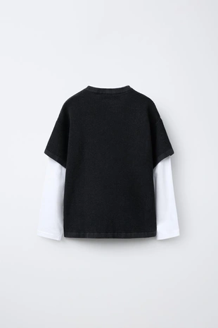 Футболка с двойными рукавами и надписью- Заказать в России