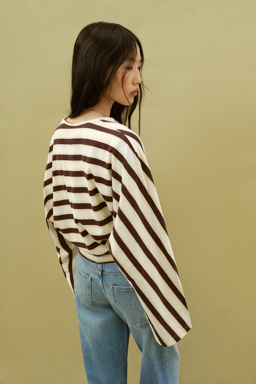 ФУТБОЛКА В ПОЛОСКУ ИЗ ХЛОПКА И ЛЬНА