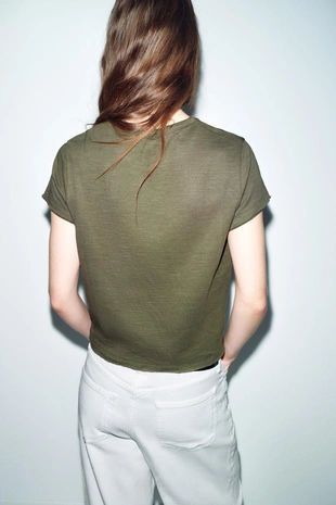 Хлопковая футболка с короткими рукавами- Заказать в России