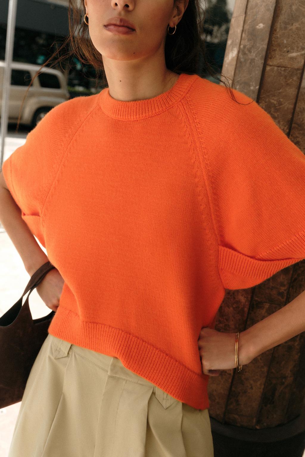 СВИТЕР ИЗ ТРИКОТАЖА С КОРОТКИМИ РУКАВАМИ