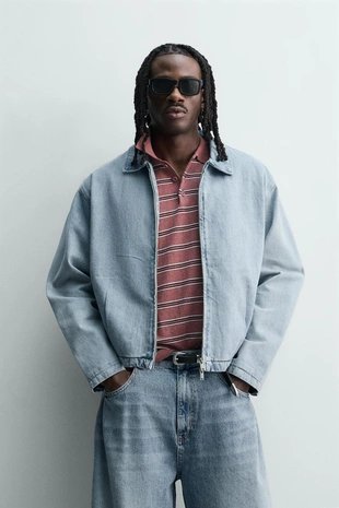 Джинсовая куртка с молнией- Заказать в России