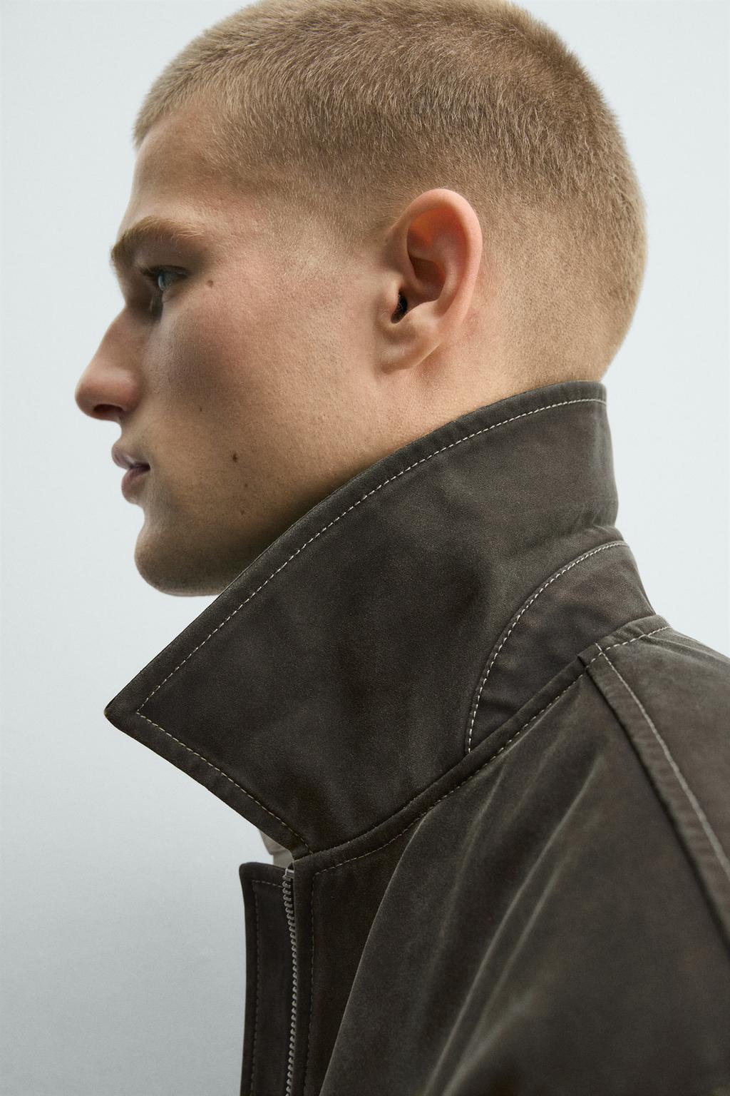 КУРТКА С ЭФФЕКТОМ ПОТЕРТОСТИ И КОНТРАСТНОЙ ОТСТРОЧКОЙ