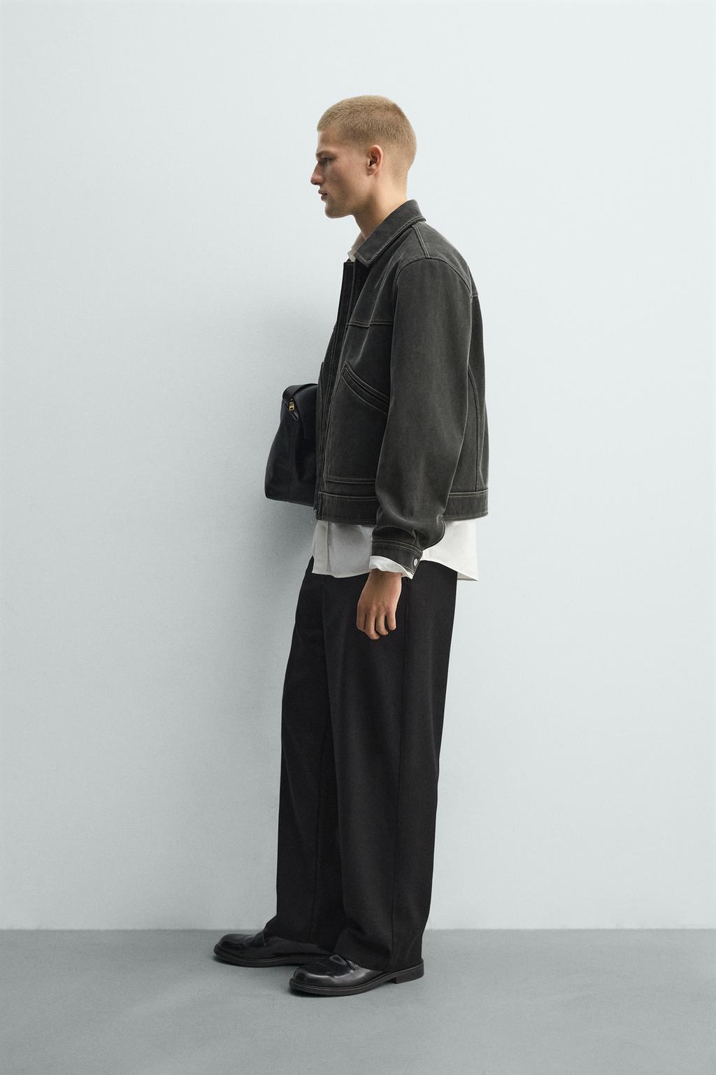 КУРТКА С ЭФФЕКТОМ ПОТЕРТОСТИ И ДЕКОРАТИВНОЙ СТРОЧКОЙ